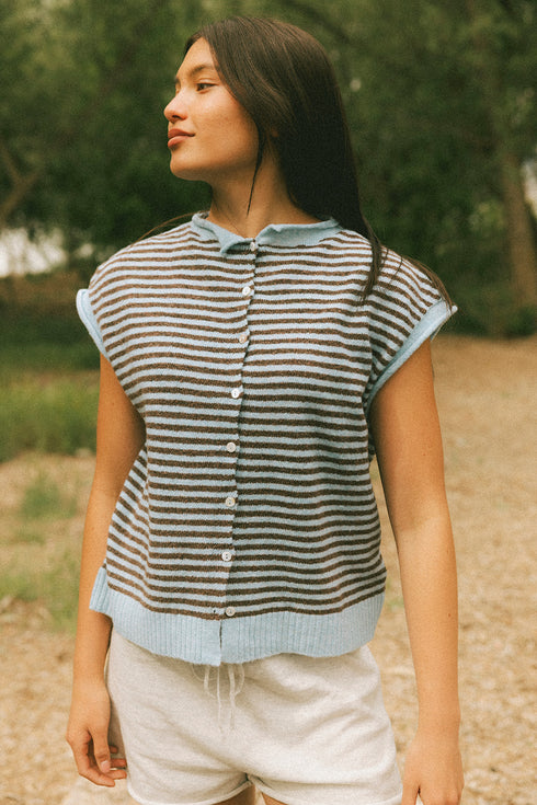 Cutie Girl Cardi // Cocoa Stripe