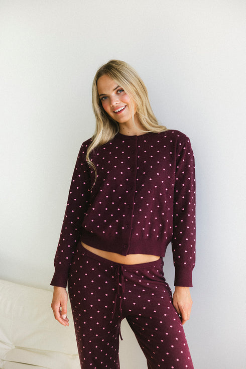 Kit Dottie Cardigan // Merlot