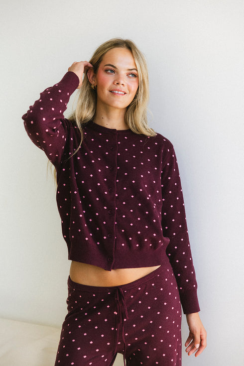 Kit Dottie Cardigan // Merlot