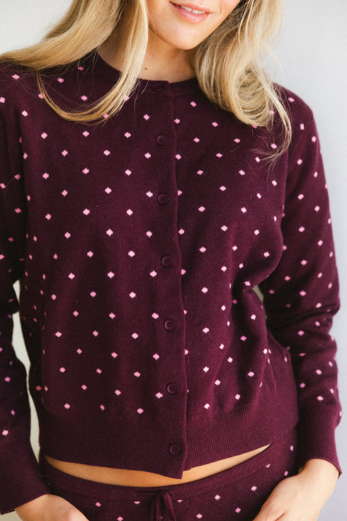 Kit Dottie Cardigan // Merlot