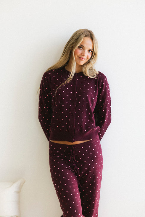 Kit Dottie Cardigan // Merlot