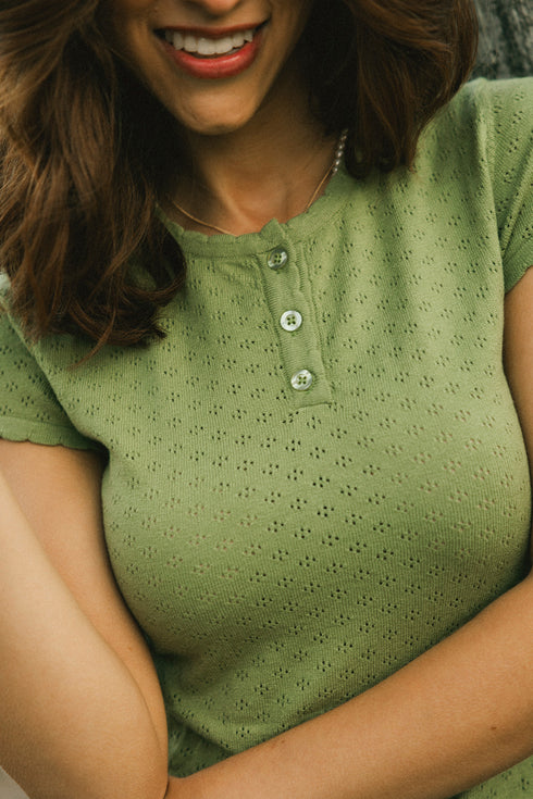 Everyday Pointelle Top // Sage