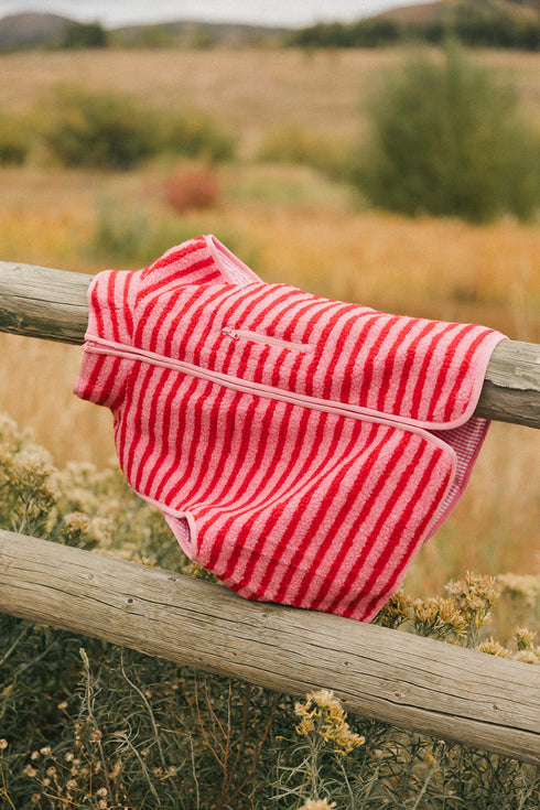 Camp Cutie Fleece Vest // Pink + Red *RESTOCKED*