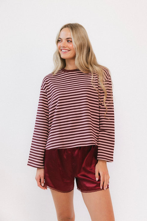 Sterling Stripe Tee // Crimson