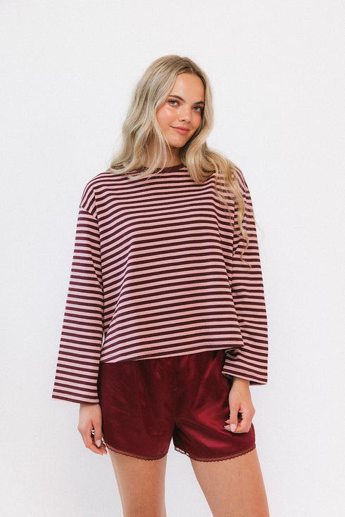 Sterling Stripe Tee // Crimson