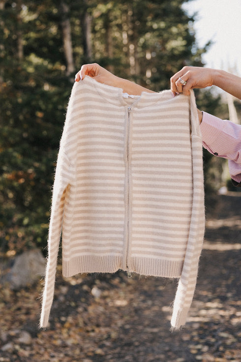Club Cutie Zip-Up // Cream Stripe *RESTOCKED*