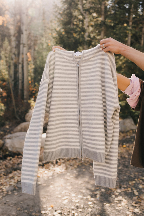 Club Cutie Zip-Up // Grey Stripe *RESTOCKED*