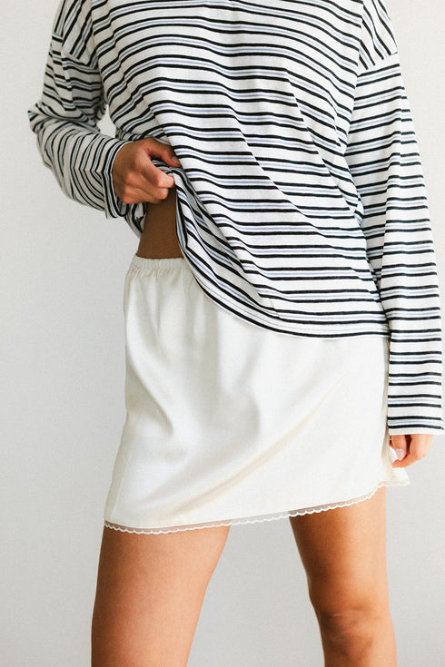 Goldie Satin Skirt // Cream