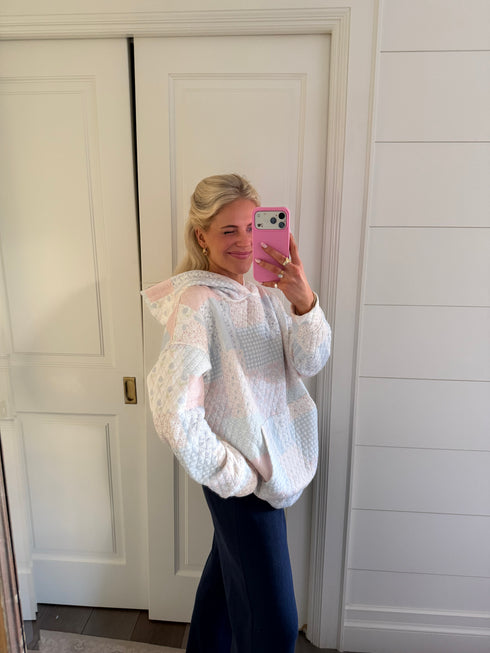 Club Quilted Hoodie // Blue Floral