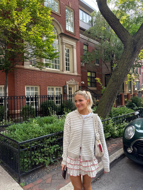 Club Cutie Zip-Up // Cream Stripe