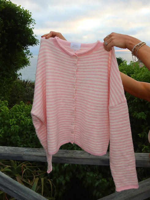 Coco Cutie Cardigan // Pink Stripe *PREORDER*