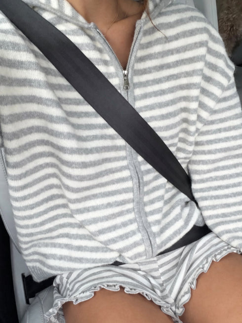Club Cutie Zip-Up // Grey Stripe *RESTOCKED*