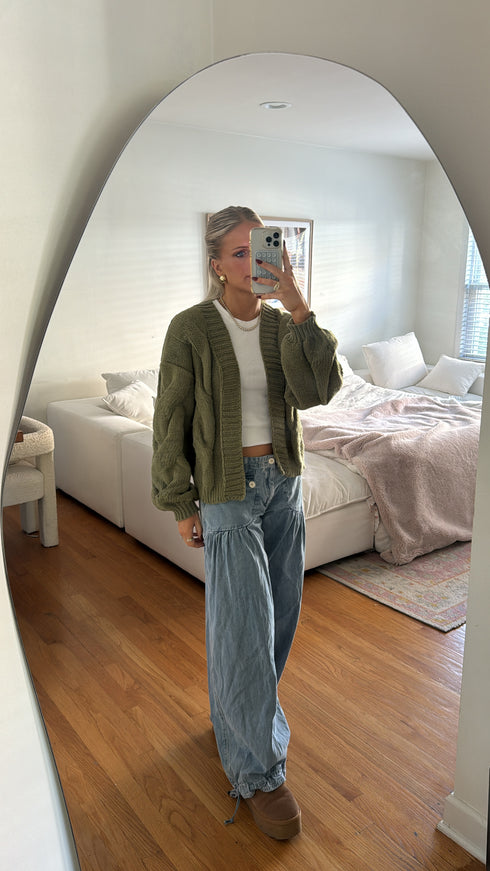 Olive You Cable Cardigan