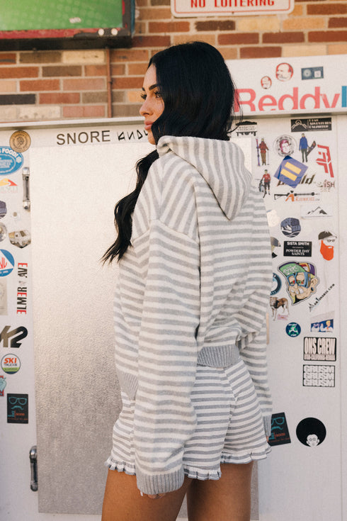 Club Cutie Zip-Up // Grey Stripe *RESTOCKED*