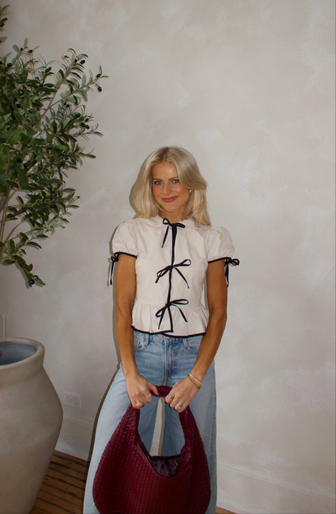 Tea Time Bow Top // Cream
