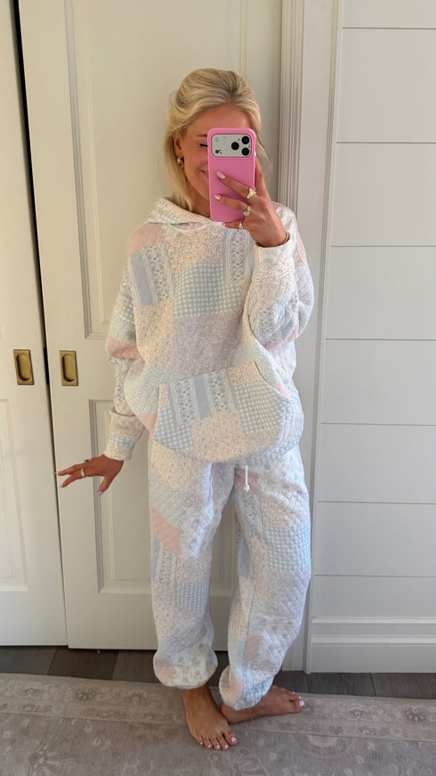 Club Quilted Hoodie // Blue Floral