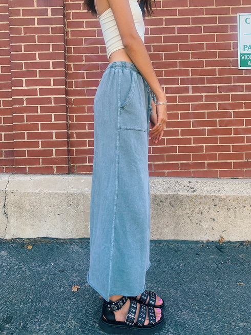 Sun Soaked Lounge Pant// Washed Teal