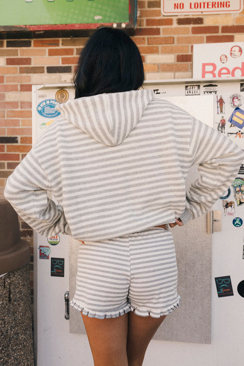 Club Cutie Zip-Up // Grey Stripe *RESTOCKED*