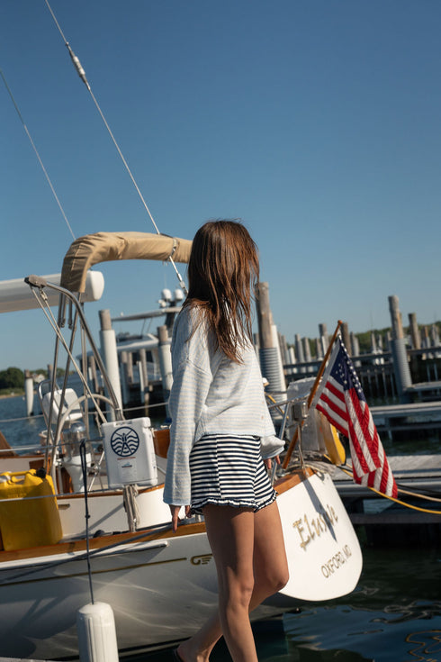 Girls Club Short // Navy Stripe