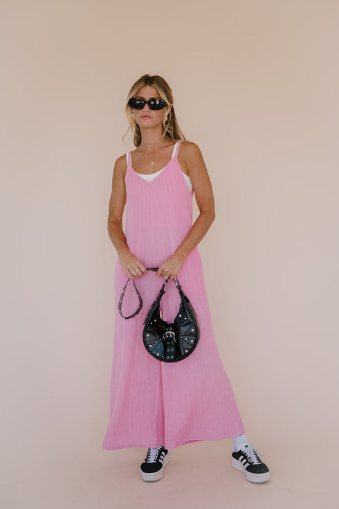 Everyday Ease Ribbed Jumpsuit// Barbie Pink
