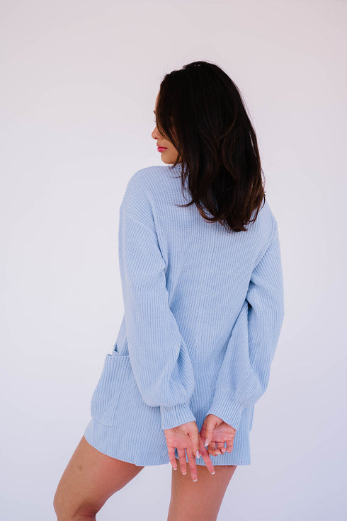 Picnic Date Knit Romper// Sky