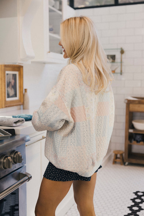 Club Coco Quilted Mockneck // Blue Floral