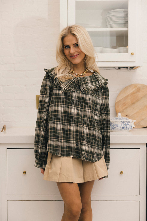 Cinny Gingham Top // Olive