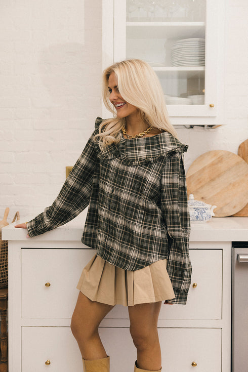 Cinny Gingham Top // Olive
