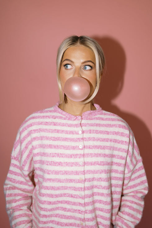 Coco Cutie Cardigan // Bubblegum Stripe