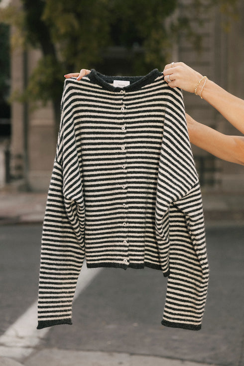 Coco Cutie Cardigan // Charcoal Stripe
