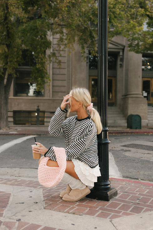 Coco Cutie Cardigan // Charcoal Stripe