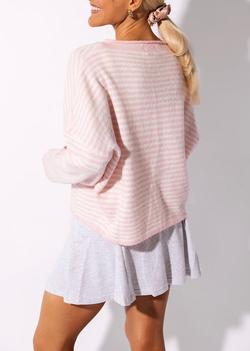 Coco Cutie Cardigan // Pink Stripe *PREORDER*