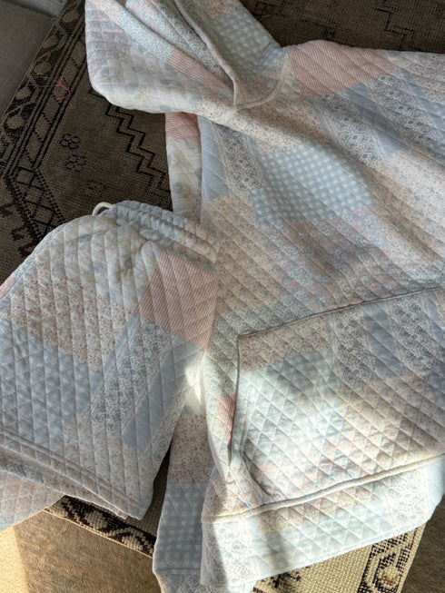 Club Quilted Hoodie // Blue Floral