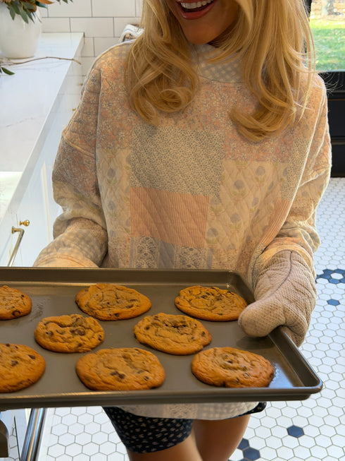 Club Coco Quilted Mockneck // Blue Floral