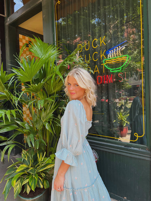 Lillies Love Midi Dress // Sky *RESTOCKED*