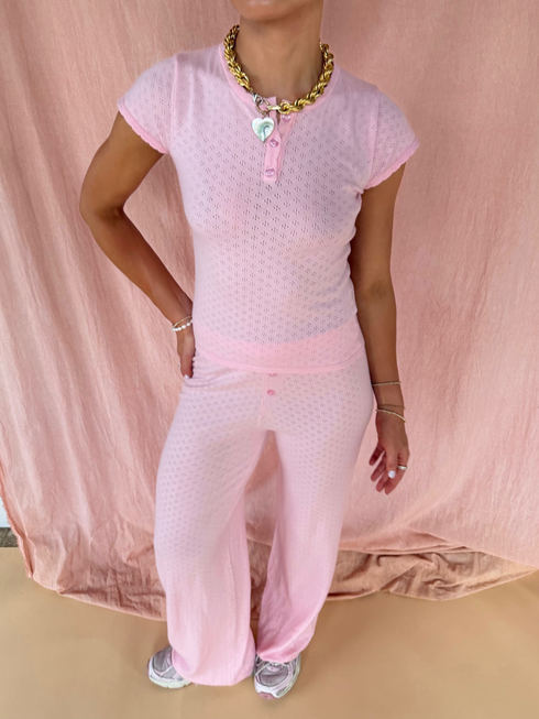 Sunrise Pointelle Tee // Baby Pink