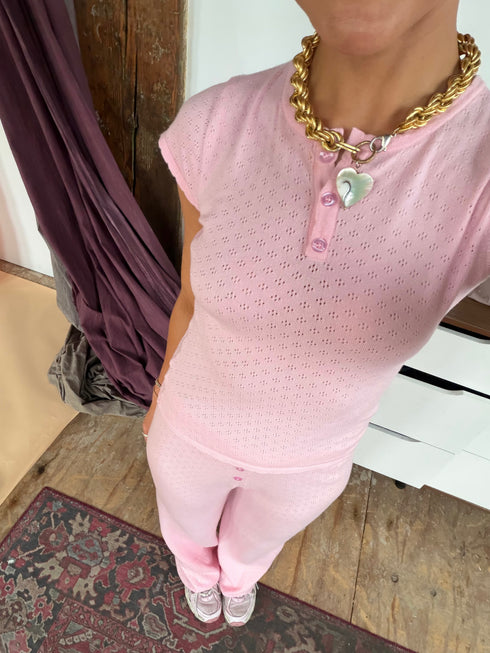 Sunrise Pointelle Tee // Baby Pink