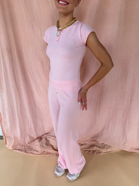 Sunrise Pointelle Tee // Baby Pink