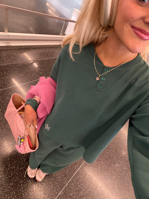 Weekend Waffle Pullover // Evergreen *PREORDER 10/23*