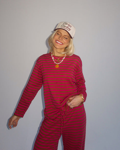 Beach Bum Striped Set // Sunset Pink