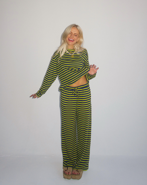 Beach Bum Striped Pant // Citrus Green *PANTS ONLY*