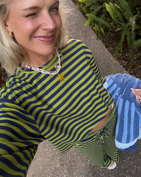 Beach Bum Striped Set // Citrus Green