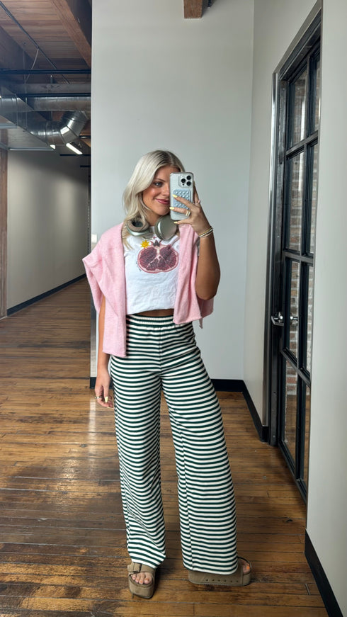 The Andie Striped Pant // Evergreen *RESTOCKED*