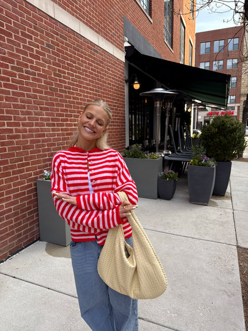 Coco Cutie Cardigan // Red & Pink Stripe