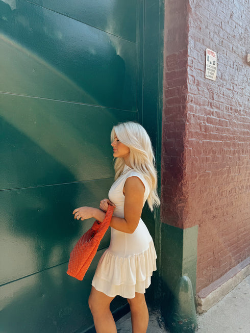 Let's Go Girls Dress// Cream