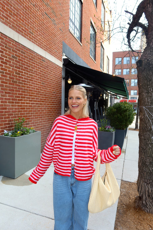 Coco Cutie Cardigan // Red & Pink Stripe