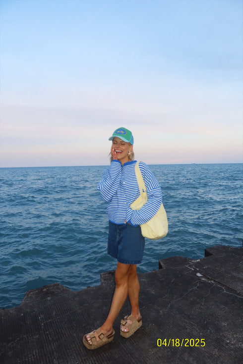 Coco Cutie Cardigan // Blue Stripe