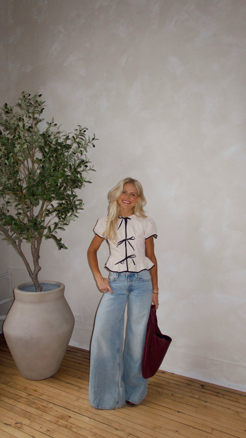Tea Time Bow Top // Cream