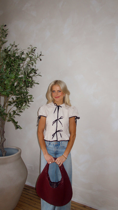 Tea Time Bow Top // Cream