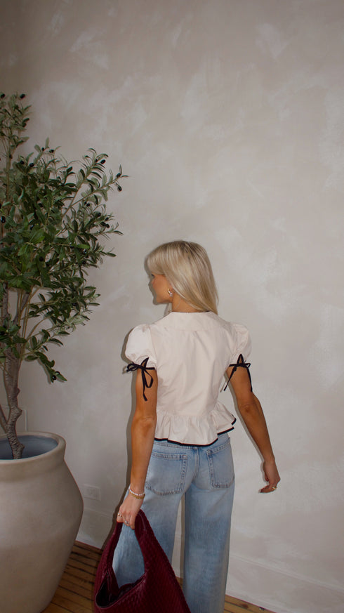 Tea Time Bow Top // Cream